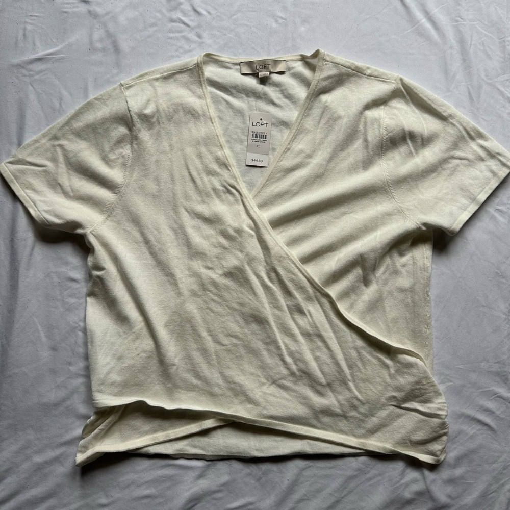 LOFT Cream Wrap Top